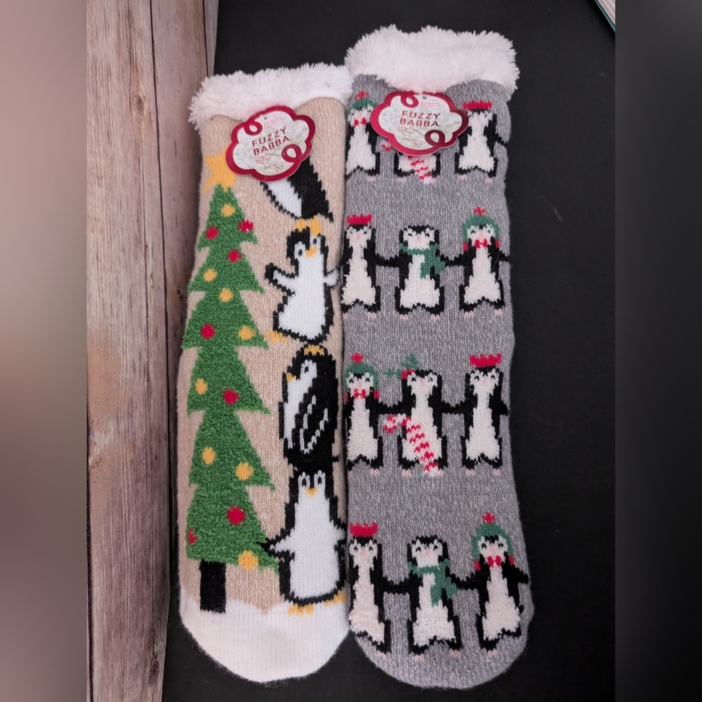 Cozy Penguin and Christmas Tree Socks